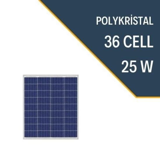 25W POLİKRİSTAL GÜNEŞ PANELİ